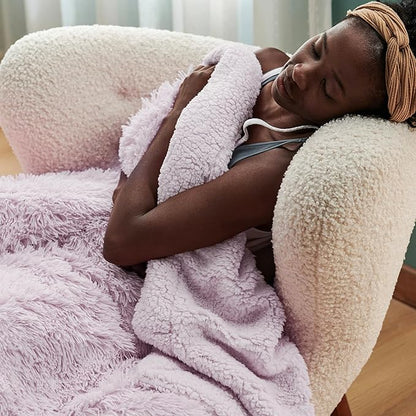 Bedsure GentleSoft Fuzzy Sherpa Faux Fur Twin Blanket Lavender Purple Cozy Gifts for Women Men, Soft Fleece Plush Warm Thick Blanket Twin Size for Bed, Room Dorm Essentials Purple Decor Gifts, 60x80