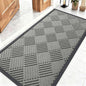 OLANLY Front Door Mat Outside Entrance 47x23, Absorbent, Heavy Duty Sturdy Natural Rubber Doormat Indoor Outdoor, Stain Fade Resistant, Non-Slip Low Profile Floor Mat for Entryway, Modern Gray Diamond