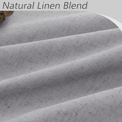 Guken Grey 100% Blackout Curtains 120 Inch Length 2 Panels Set for Living Room Bedroom Back Tab Thermal Insulated Black Out Linen Drapes Room Darkening Window Curtains 52x120