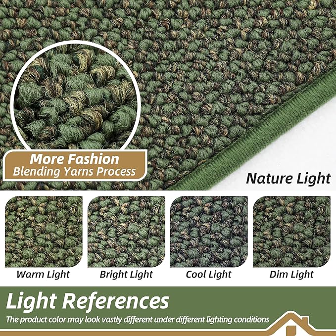 BEQHAUSE Kitchen Runner Rugs 32"x72", Non-Slip Kitchen Mats for Floor, Super Absorbent and Stain Resistant Kitchen Rug, Machine Washable Rugs for Kitchen, Hallway, Laundry & Sink, Green