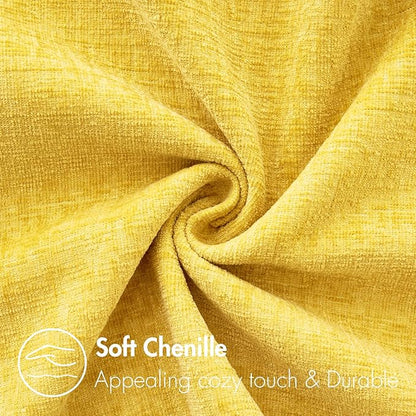 MIULEE Pack of 2 Couch Throw Pillow Covers 18x18 Inch Soft Yellow Chenille Pillow Covers for Sofa Living Room Spring Home Decor Couch Solid Dyed Cases