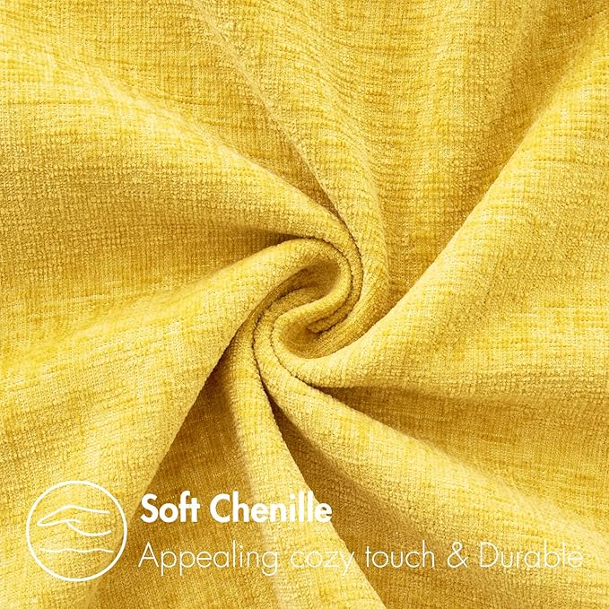 MIULEE Pack of 2 Couch Throw Pillow Covers 12x20 Inch Soft Yellow Chenille Lumbar Pillow Covers for Sofa Living Room Spring Home Decor Couch Solid Dyed Cases