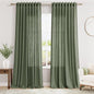 Nanspring Olive Green Linen Blend Semi Sheer Curtains 102 Inches Long x 60 Inches Wide, 2 Panel Set Back Tab Privacy Filtered and Breathable Extended Curtain for Bedroom Living Room 60x102