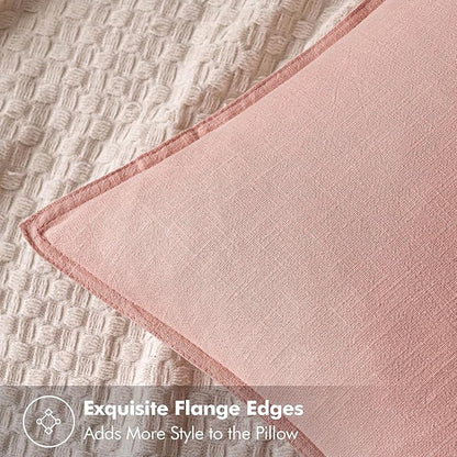 MIULEE Decorative Linen Pillow Covers 20x20 Inch Pink Boho Farmhouse Neutral Valentine Spring Couch Throw Pillows for Bed Pack of 2 Accent Modern Pillowcase Sofa Livingroom Home Decor