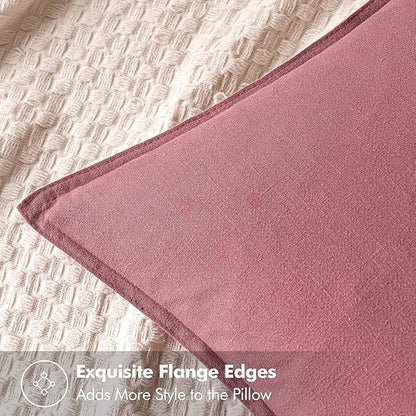 MIULEE Decorative Linen Pillow Covers 18x18 Inch Cranberry Red Boho Farmhouse Neutral Couch Throw Pillows for Bed Pack of 2 Accent Modern Pillowcase Sofa Livingroom Home Decor