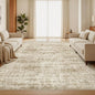 5x7 Area Rugs, Ultra-Thin Washable Rugs for Living Room, Anti-Slip Backing Area Rug for Bedroom, Soft Abstract Vintage Home Decor Rug for Dining Room(5'x7', Brown/Ivory)