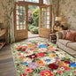 Floral Machine Washable Rug Green, 3x5 Rug Non Slip Soft Bedroom Rugs for Entryway Dorm, Ultra-Thin Rugs for Bedroom Stain Resistan(3 x 5, Green Garden)