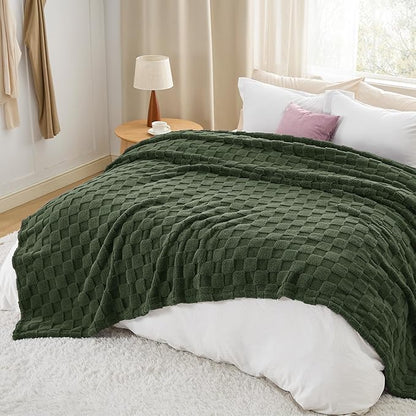 Bedsure GentleSoft Blankets Queen Size for Bed - Super Soft Cozy Spring Blanket for Kids Girls, Large Fuzzy Fleece Throw for Bedroom Decor, Olive Green, 90x90 Inches