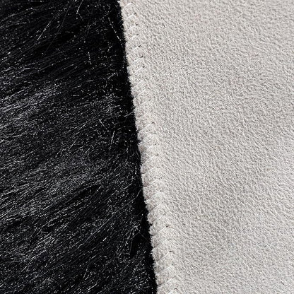 linmopm Faux Fur Rug Sheepskin Shag Fluffy Fuzzy Black 3x4 ft Rugs for Bedroom Bedside Bed Floor Living Room Plush Rectangle High-Density Cushion Carpet Super Sofa Cover