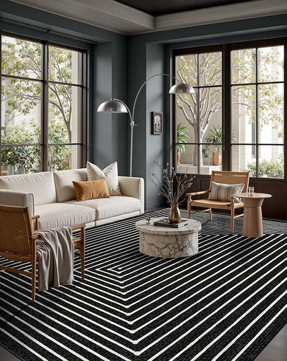 Latte&Fog 6x9 Area Rugs for Living Room Bedroom, Modern Abstract Washable Rug, Boho Non Slip Low Pile Carpet for Indoor Dining Room, Office, Dorm, Classroom, Farmhouse and Kids Room