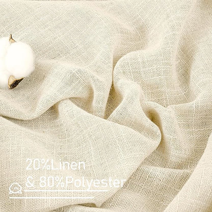 LAMIT Living Room Linen Curtains 95 Inch for Bedroom, Back Tab and Rod Pocket Linen Textured Sheer Curtains Light Filtering Boho Drapes for Canopy/Nursery, 2 Panels, 52 x 95 Inch, Beige