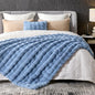 Cozy Bliss Faux Fur Bubble Throw for Couch, Fuzzy Soft Plush Thick Blanket for Sofa Bedroom Living Room, 60x80 Inches Misty Blue