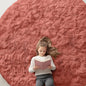 OLANLY Rust Red Round Rugs for Bedroom - Machine Washable, 8 ft Circle Area Rugs for Living Room, Soft and Fluffy Shaggy Carpet for Teen Girl and Boys, Nursery Rooms, Dorms, Home Decor Aesthetic