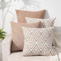 HPUK Decorative Throw Pillow Covers Set of 4 Geometric Design Linen Cushion Cover for Couch Sofa Living Room, 20"x20" inches, Light Brown