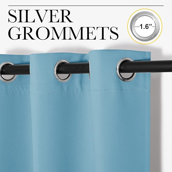 NICETOWN Teal Blue Blackout Curtains 102 inches Length for Living Room, 2 Panels, 55" Wide, Thermal Insulated Long Drapes for Large Window