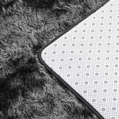 Deerhoo Large Shag Area Rugs 9 x 12, Tie-Dyed Plush Fuzzy Rugs for Living Room, Ultra Soft Fluffy Furry Rug for Bedroom, Indoor Carpet Nursery Rugs for Kids Room Home Decor, Dark Grey