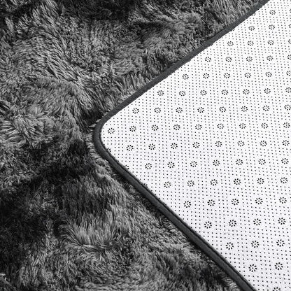 Deerhoo Large Shag Area Rugs 5 x 8, Tie-Dyed Plush Fuzzy Rugs for Living Room, Ultra Soft Fluffy Furry Rug for Bedroom, Indoor Carpet Nursery Rugs for Kids Room Home Decor, Dark Grey