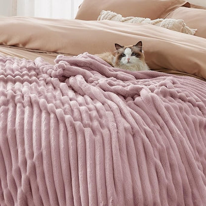 Bedsure GentleSoft Pink Fleece Blanket for Couch - Cozy Soft Blankets for Women, Cute Small Throws for Girls, 108x90 Inches