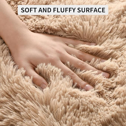 Tepook Super Soft Fluffy Rug for Bedroom, Modern Shaggy Fuzzy Kids Rugs for Living Room, Plush Indoor Nursery Home Decor Dorm Carpet with Non-Slip Bottom, Beige, 3 X 5 Feet