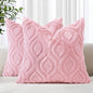 decorUhome Summer Throw Pillow Covers 24x24 Inch Set of 2, Soft Plush Faux Wool Light Pink Solid Couch Pillow Covers, Accent Euro Sham Farmhouse Neutral Square Pillow Cases for Sofa Bed Living Room