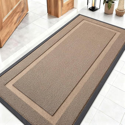 OLANLY Front Door Mat Indoor Outdoor Entrance, Waterproof All-Season, All-Weather Doormat, Sturdy Natural Rubber, Low Profile, Easy Clean Patio Porch Entryway Mat, 47x23, Mocha