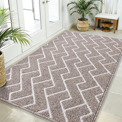 OLANLY Front Door Mat, Non-Slip Rubber Backing, Dirt Resistant and Absorbent, Washable, Easy to Clean Low-Profile Indoor Doormat for Back Door, Entryway, Inside Entrance, 71x47, Khaki