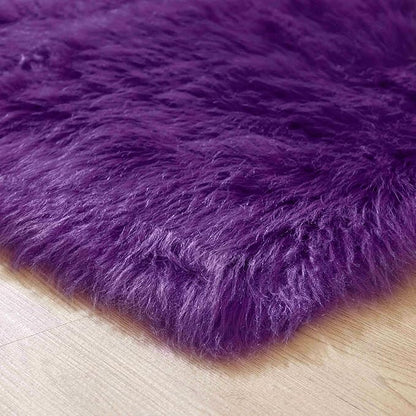Goolela Purple Fluffy Sheepskin Rug 4x6 for Bedroom Bedside Fuzzy Furry Purple Faux Fur Shag Carpet Plush Sheepksin
