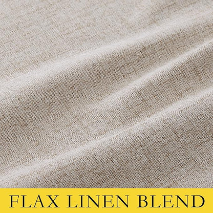 NICETOWN Oatmeal Vintage Open Linen Weave Flax Thermal Curtains, 100% Blackout Curtains 84 inches Long for Dining Room, Soundproof Window Treatment Drapes for Hall Room, 52" Wide Per Panel, Set of 2