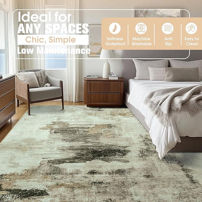 9x12 Area Rugs for Living Room Rug Washable: Abstract Large Rug for Dining Room Bedroom Carpet Non Slip 9 by 12 Indoor Modern Nursery Home Office Coffee