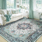 Area Rugs 6'x8' Washable Non-Slip, Floral Vintage Distress Print Pattern Medallion Carpet for Living Room Bedroom Dining Room, Green Navy Blue White Red Teal Colorful