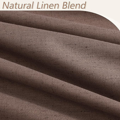 Guken Mocha Mousse 100% Blackout Linen Curtains 96 Inch Length 2 Panels Set for Living Room Bedroom Back Tab/Rod Pocket Thermal Insulated Farmhouse Black Out Drapes Room Darkening,52x96
