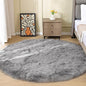 ORINOVA Round Rugs 6ft Silver Grey Fuzzy Faux Sheepskin Washable Furry Fur Area Rugs for Bedroom Large Boho Circle Nursery Rug