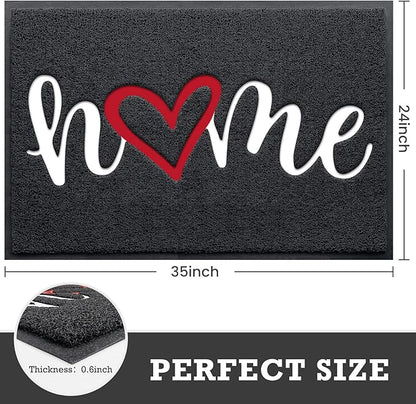 CozyBounty Black Door Mat Welcome Mats Home Non-Slip Doormat for Entryway Low-Profile Floor Mat for Yard, Garage, High Traffic Areas (36"x24", Black)