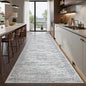 Kitchen Runner Rugs Non Skid Washable - 2.5 x 10 Runner Rug with Anti Slip Backing, Ultra-Thin Soft Rug Runner for Hallway, Bedroom, Living Room (2.5'x10', Grey/Ivory)