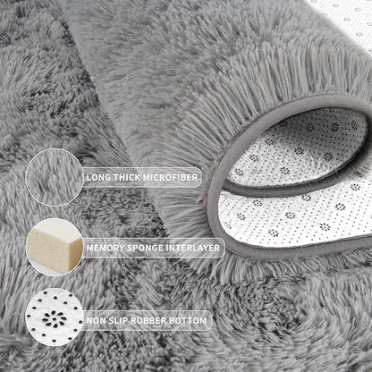 Tepook Super Soft Fluffy Rug for Bedroom, Modern Shaggy Fuzzy Kids Rugs for Living Room, Plush Indoor Nursery Home Decor Dorm Carpet with Non-Slip Bottom, Grey, 2 X 3 Feet