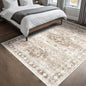 Hazo Haus Washable Neutral Farmhouse Bedroom Rug, 5x7 Area Rugs for Living Room, Nursery Room, Boho Vintage Floral Non-Slip Rug Low Pile Stain Resistant (5x7 Beige/Latte)