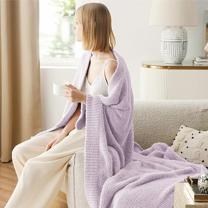 Bedsure Gentlesoft Cozy Knit Throw Blanket - Super Soft Fluffy Blanket for Couch, Bed, Sofa, Lightweight Warm All Season Plush Blankets, Mothers Day, Birthday Gifts for Her Him, Purple, 50x60 Inches