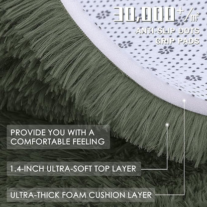 OLANLY 9x12 Machine Washable Large Area Rugs for Living Room, Bedroom, Soft Fluffy Shaggy Bedside Rug, Indoor Floor Carpet for Kids Girls and Boys, Dorms, Nursery, Home Decor Aesthetic, Olive Green