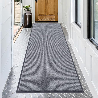 OLANLY Front Door Mat Indoor Outdoor Entrance, Waterproof Heavy Duty Doormat, Fade Resistant, Low Profile, Easy Clean Patio Porch Welcome Floor Mats for Entry, 71x34, Light Gray