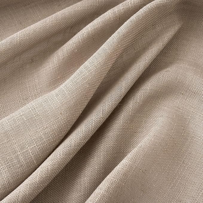 MIULEE Taupe Linen Curtains 72 Inch Length 2 Panels for Bedroom Living Room, Soft Thick Linen Textured Window Drapes Semi Sheer Light Filtering Back Tab Rod Pocket Burlap Look Decor, W37xL72