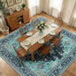 Area Rugs Square 10ft Washable Non-Slip, Floral Vintage Distress Print Pattern Medallion Carpet for Living Room Bedroom Dining Room, Teal Green Lake Blue Turquoise