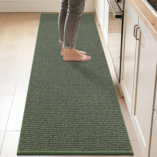 BEQHAUSE Kitchen Runner Rugs 24"x84", Non-Slip Kitchen Mats for Floor, Super Absorbent and Stain Resistant Kitchen Rug, Machine Washable Rugs for Kitchen, Hallway, Laundry & Sink, Green