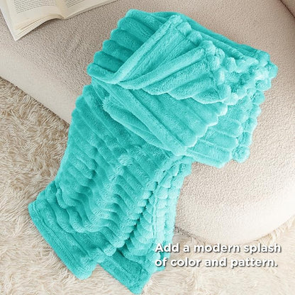 Bedsure GentleSoft Blue Fog Fleece Blanket for Couch - Cozy Soft Blankets for Women, Cute Small Throws for Girls, 60x80 Inches