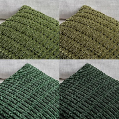 Fancy Homi Set of 4 Green Lumbar Rectangle Decorative Throw Pillow Covers 12x24 Inch for Couch Bed Chair, Aesthetic Boho Room Decor, Soft Fuzzy Thick Corduroy Textured Cushion Case 30x60cm
