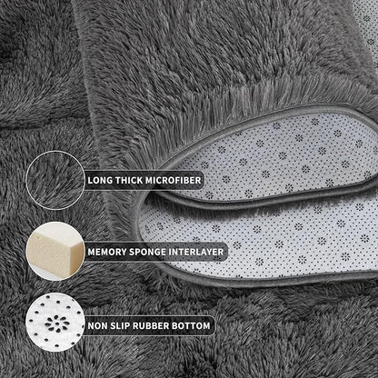 Tepook Area Rugs 9x12 for Living Room, Super Soft Fluffy Rugs for Bedroom, Modern Shaggy Rug Fuzzy Carpets for Kids, Plush Indoor Nursery Home Decor Rug with Non-Slip Bottom, Dark Grey