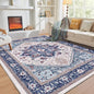 OPPODREAM Soft 6x9 Area Rugs, Washable Rug 6x9 with Non Slip Backing, Faux Cashmere Low-Pile 6 x 9 Carpet, Navy Blue & Red & Cream