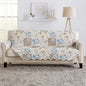 Great Bay Home Reversible Floral Patchwork Sofa Furniture Protector - Machine Washable, Scalloped Edge, Stain Resistant, Printed Furniture Cover for Dogs, Kids, and Pets (Taupe/Blue)