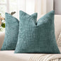 decorUhome Summer Teal Chenille Euro Sham Throw Pillow Covers 22x22 Set of 2 Textured Soft Cozy Slubby Couch Pillow Covers Modern Farmhouse Boho Decorative Pillow Cases for Bed Sofa Living Room