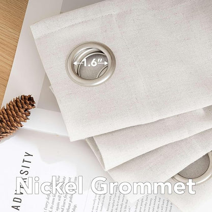 H.VERSAILTEX Living Room Linen Curtains Home Decorative Nickel Grommet Curtains Privacy Added Energy Saving Light Filtering Window Treatments Draperies, Heathered Natural, 2 Panels, 52 x 72 - Inch