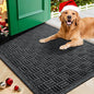 Mibao Front Door Mat Indoor Outdoor Entrance, Dirt Trapping Waterproof All-Season, All-Weather Doormat, Non-Slip Durable Natural Rubber Low Profile Easy Clean Patio Entrance Mat, 36" x 24", Black
